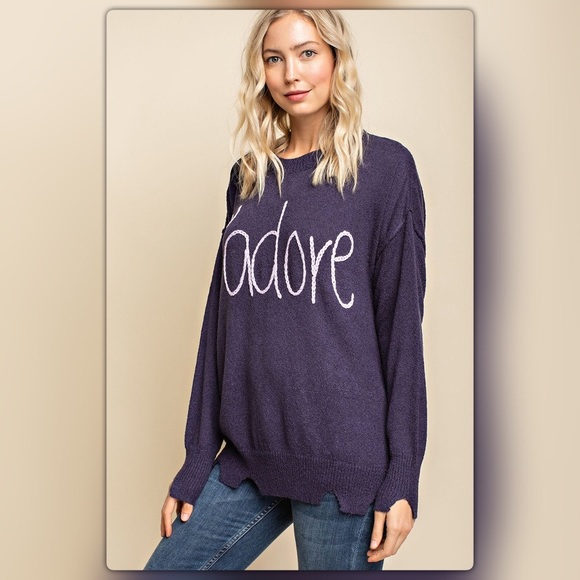 Navy and Purple J’adore Sweater - Picture 2 of 5